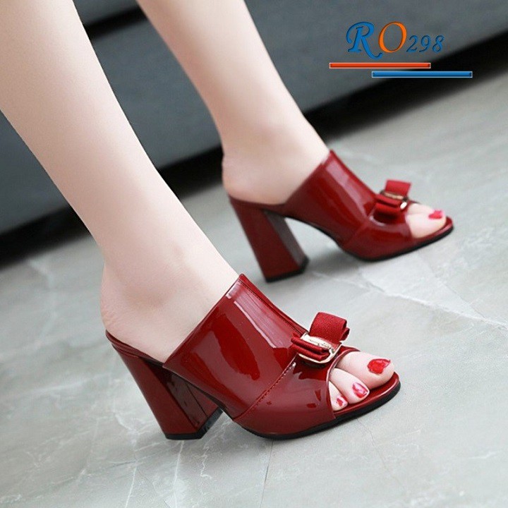 Dép nữ sandal cao gót 7p hàng hiệu rosata đẹp hai màu đen đỏ ro298