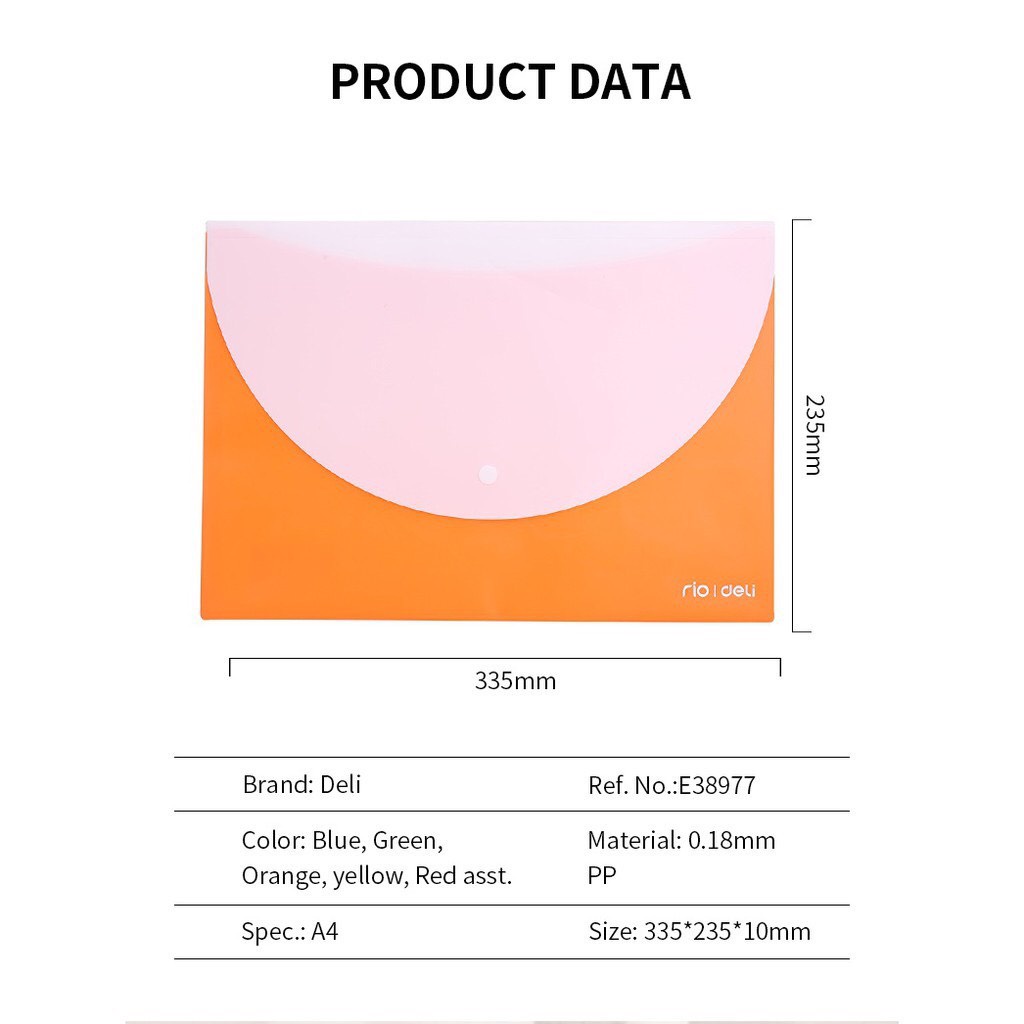 Combo 3 Túi cúc đựng hồ sơ A4 Deli 38977