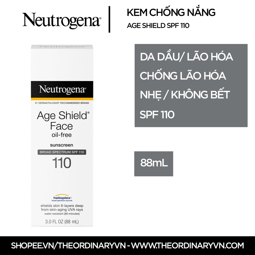 Kem chống nắng Neutrogena Age Shield Face Oil-Free Lotion Sunscreen Broad Spectrum SPF 110