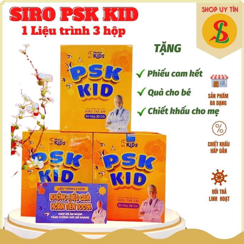 Siro ăn ngon PSK KID giúp bé tăng cân tăng đề kháng hỗ trợ tiêu hóa chính hãng MatxiCorp Hộp 600g 30gói