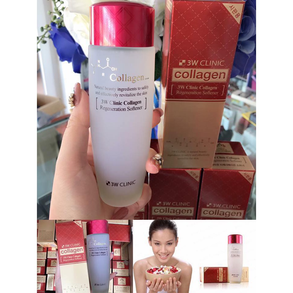 Nước Hoa Hồng Dưỡng Trắng Da Chống Lão Hóa 3W Clinic Collagen Regeneration Softener 150ml