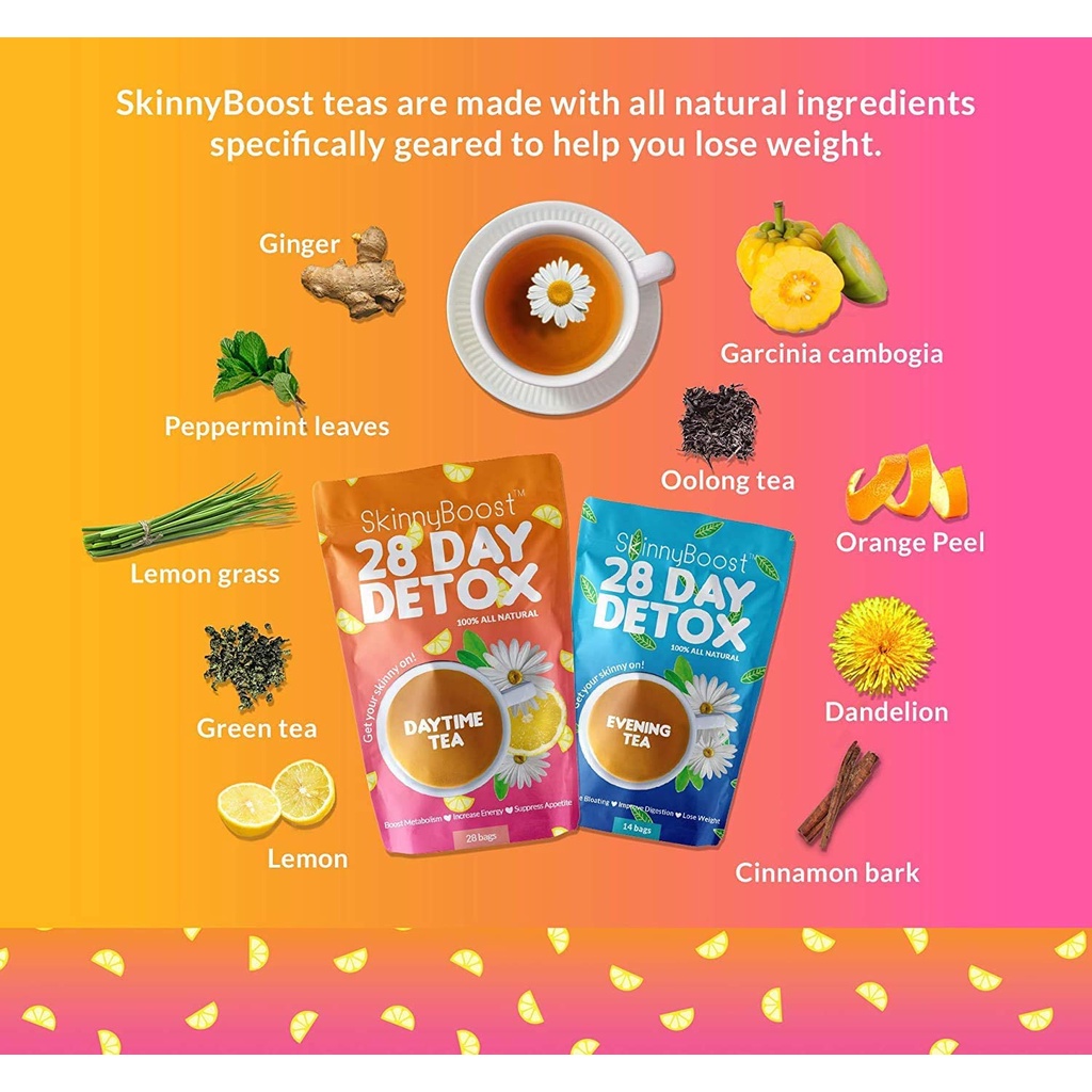 Bộ Trà Thảo Mộc Detox 28 ngày - 28 Day Detox Tea Kit (không chứa GMO), thuần chay, giải độc, giảm cân, làm mát gan