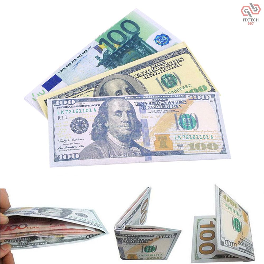 Dollars Euro Pounds Canvas Wallet Bill Design Men's Billfold Wallets Fashion Card Holder