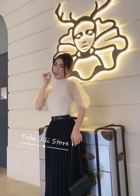 SÉT XINH VÁY DẬP LY ÁO TAY PHỒNG. 🦐🦐