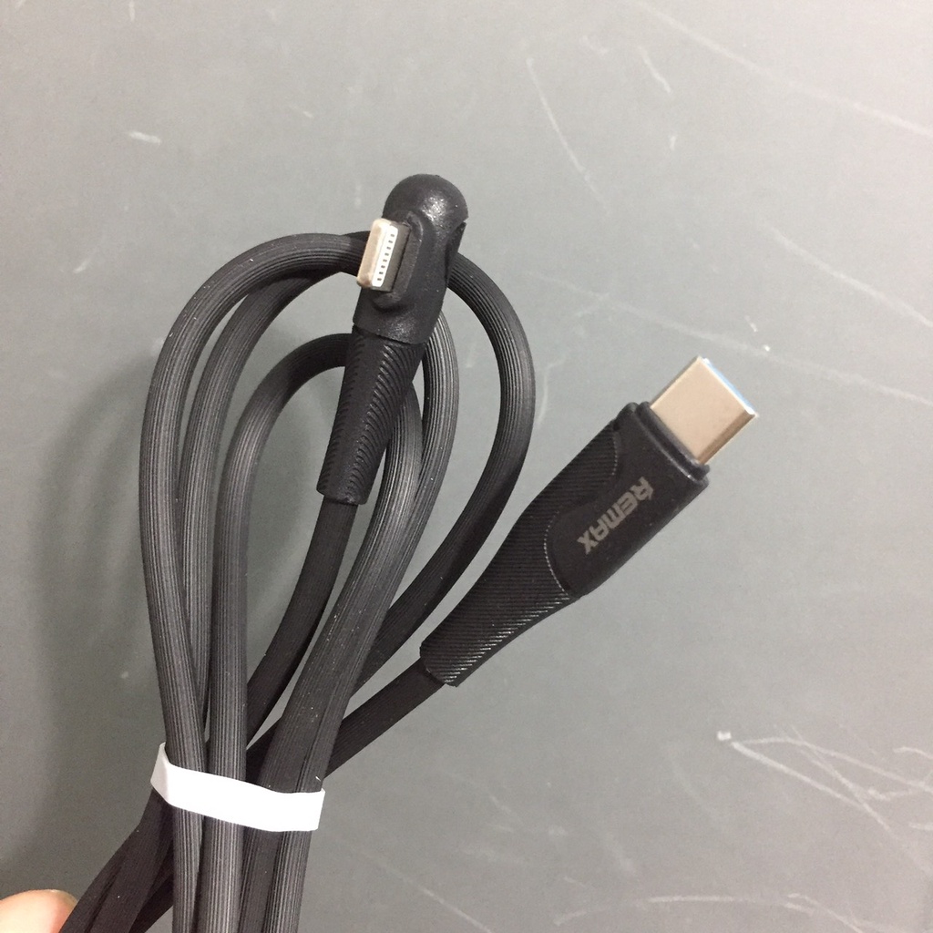 Cáp sạc ip CtoL PD20W có LED đầu chữ L chống gãy gập Remax RC192i (1m)