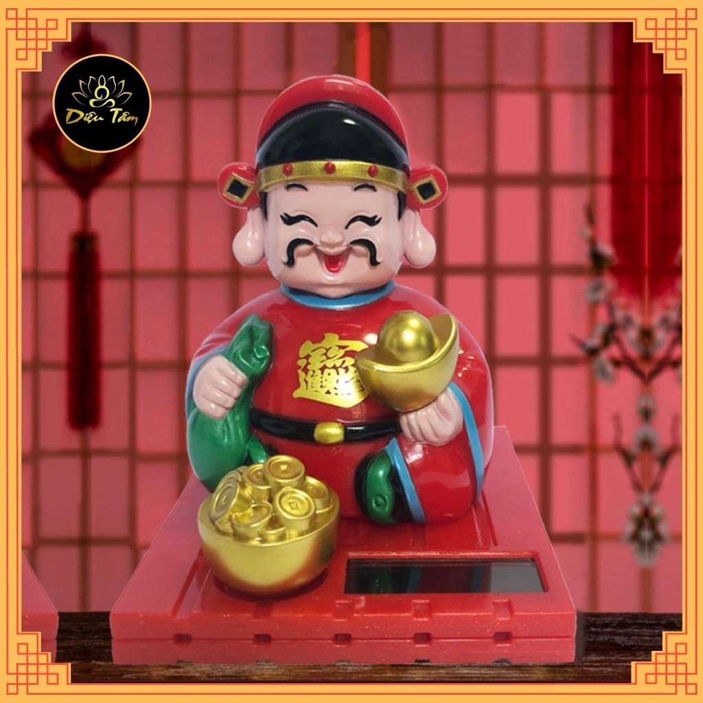 Tượng thần tài may mắn năng lượng mặt trời –tượng phật dùng để trang trí xe ô tô, bàn làm việc, đồ thờ cúng bàn thần tài