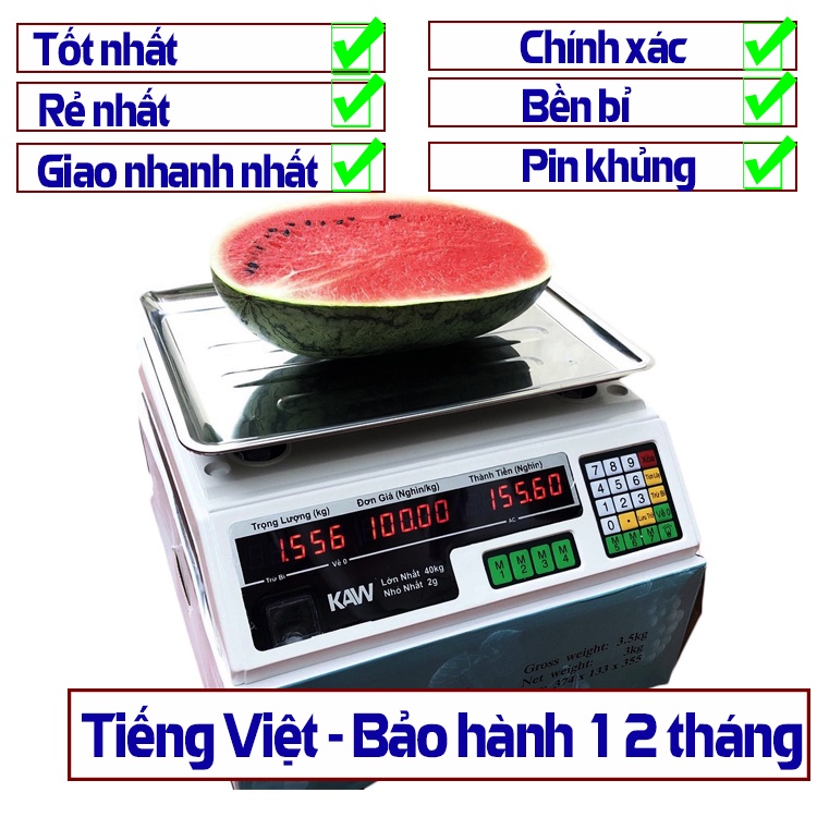 ✔️Cân điện tử tính tiền 2 mặt loại 40Kg công nghệ Hàn Quốc - Dễ dàng sử dụng, tính tiền chính xác - Bảo hành 12 Tháng