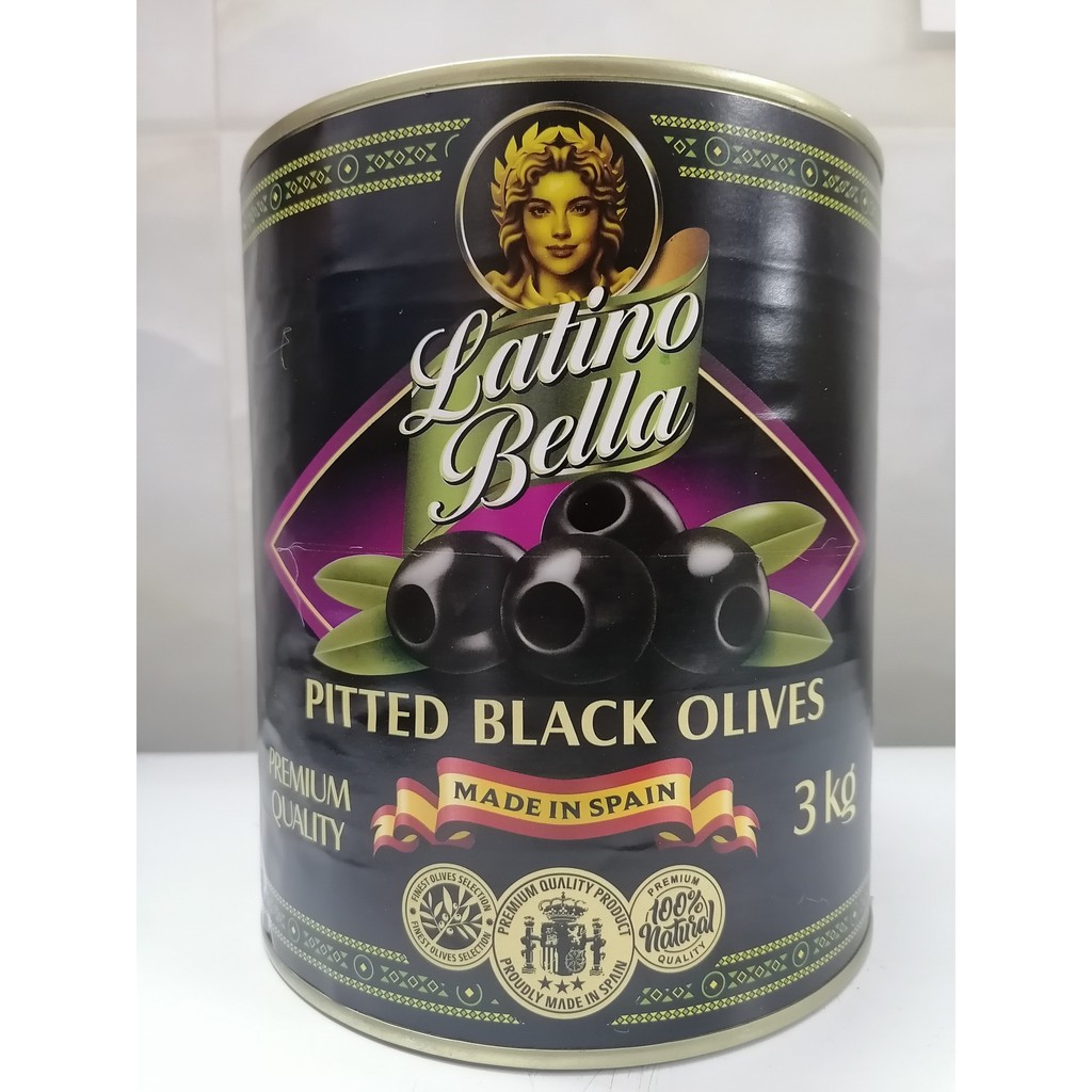 [HỘP ĐEN LỚN 3Kg] TRÁI Ô LIU ĐEN TÁCH HẠT [Spain] LATINO BELLA Pitted Black Olives (anm)