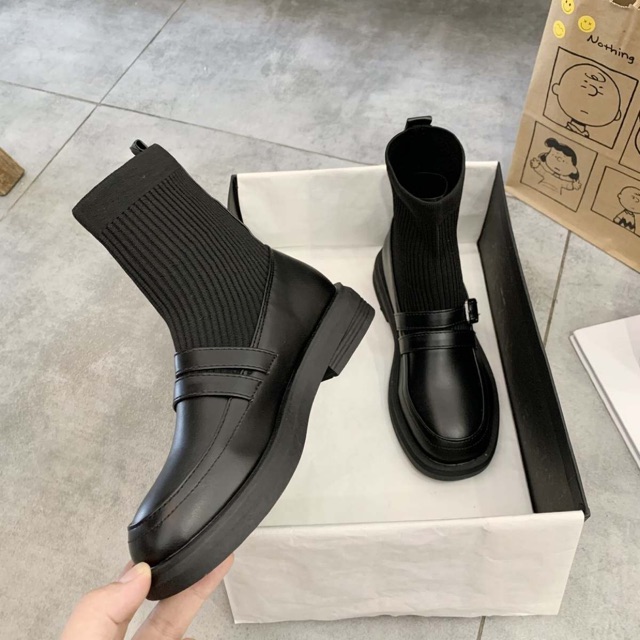 Giày boot nữ 2 phân cổ len ôm M312 SHOEBYMAI