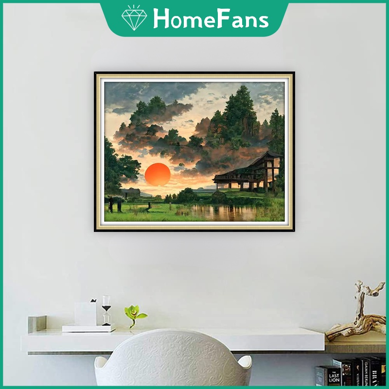 Bộ Tranh Đính Đá 5D Tự Làm 40x30cm / 50x40cm Hình Hoàng Hôn Và Hoàng Hôn Trang Trí Nhà Cửa