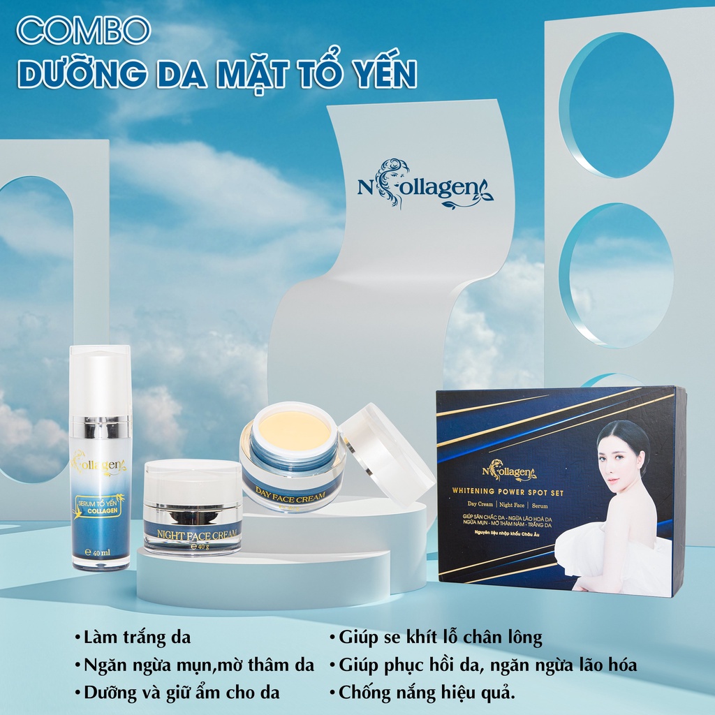 Bộ Kem Tổ Yến NCOLLAGEN - Dưỡng trắng, trẻ hóa nàng da