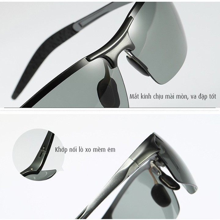 [CHÍNH HÃNG] Kính mát nam Kính đổi màu đi ngày và đêm gọng nhôm magiê siêu nhẹ, mắt kính phân cực polarized Chống tiaUV