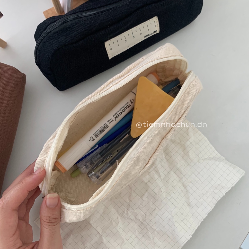 TÚI ĐỰNG BÚT VẢI CANVAS PENCIL POUCH VINTAGE (ảnh thật) - Tiệm nhà Chun