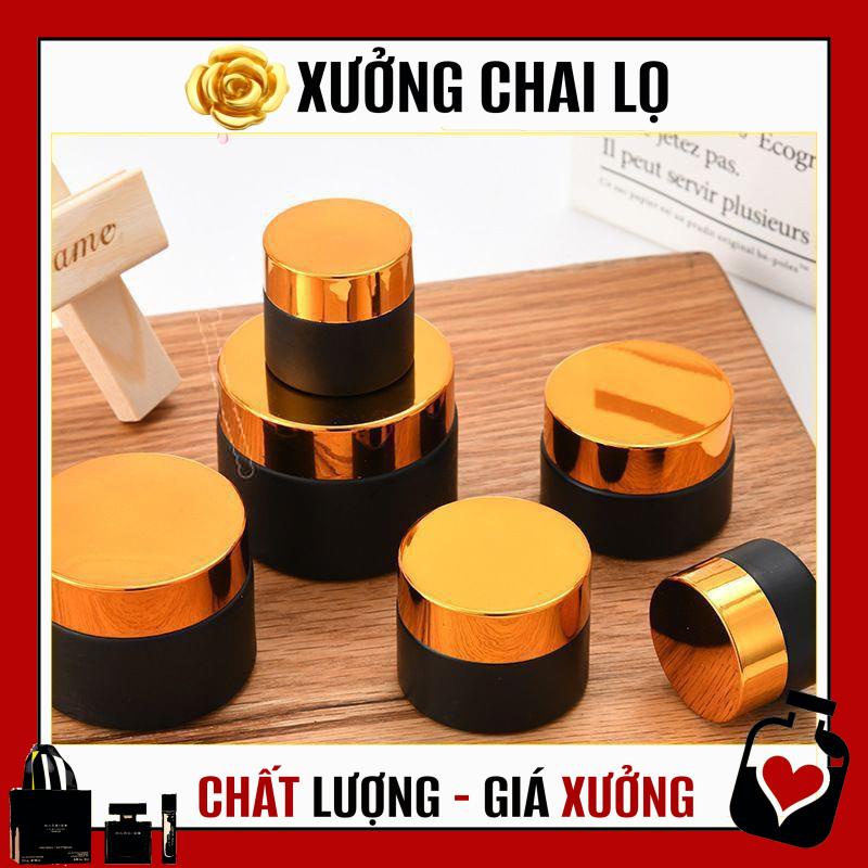 Hủ Đựng Kem ❤ TOP GIÁ RẺ ❤ Hũ Chiết Kem Thủy Tinh Nâu 5g/10g Nắp Vàng/Đen - Hũ lọ chiết mỹ phẩm , phụ kiện du lịch