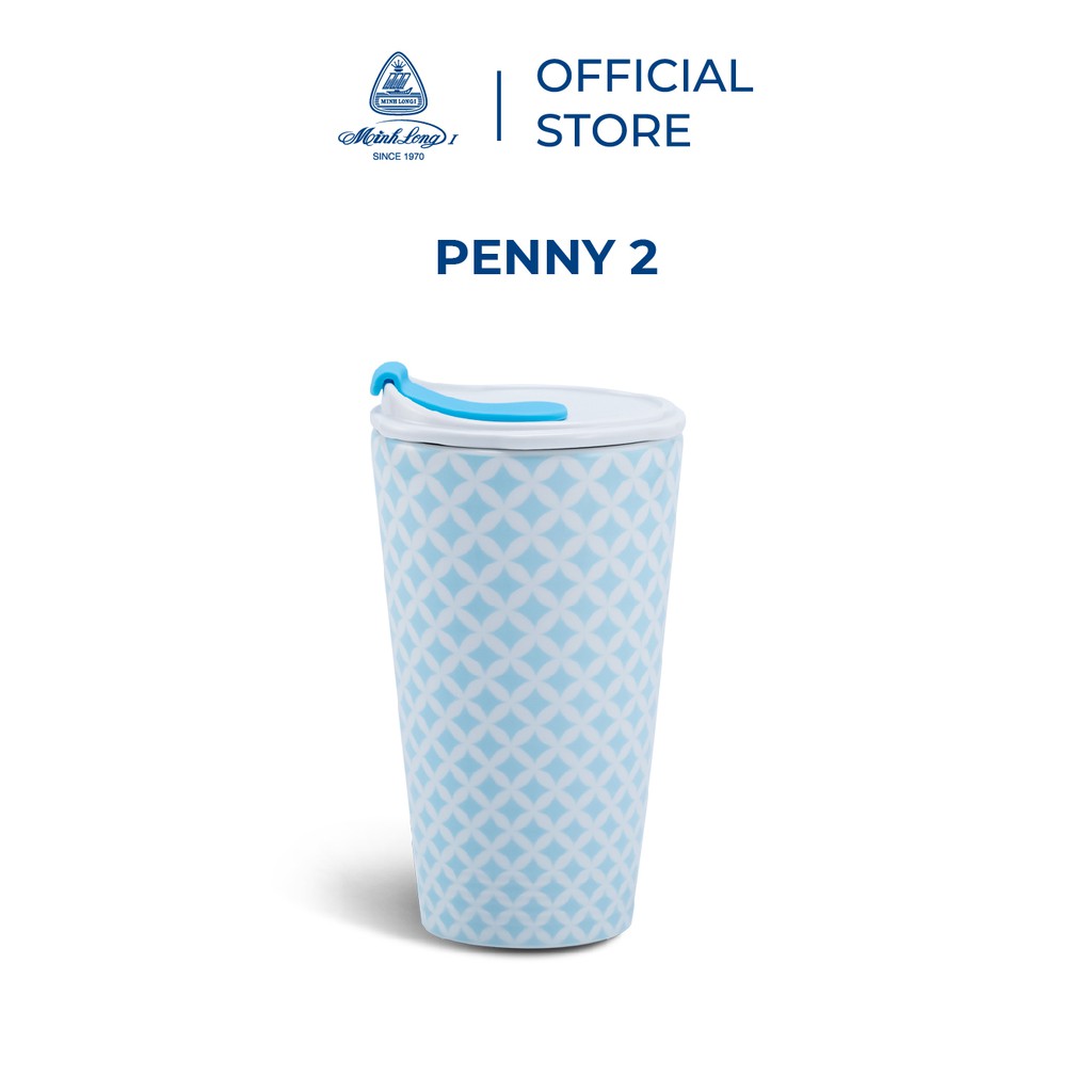[GIÁ ƯU ĐÃI] Ly Sứ Dưỡng Sinh Minh Long 0.48 L - Nắp Ống Hút (K1) - Penny 2 (Lti)