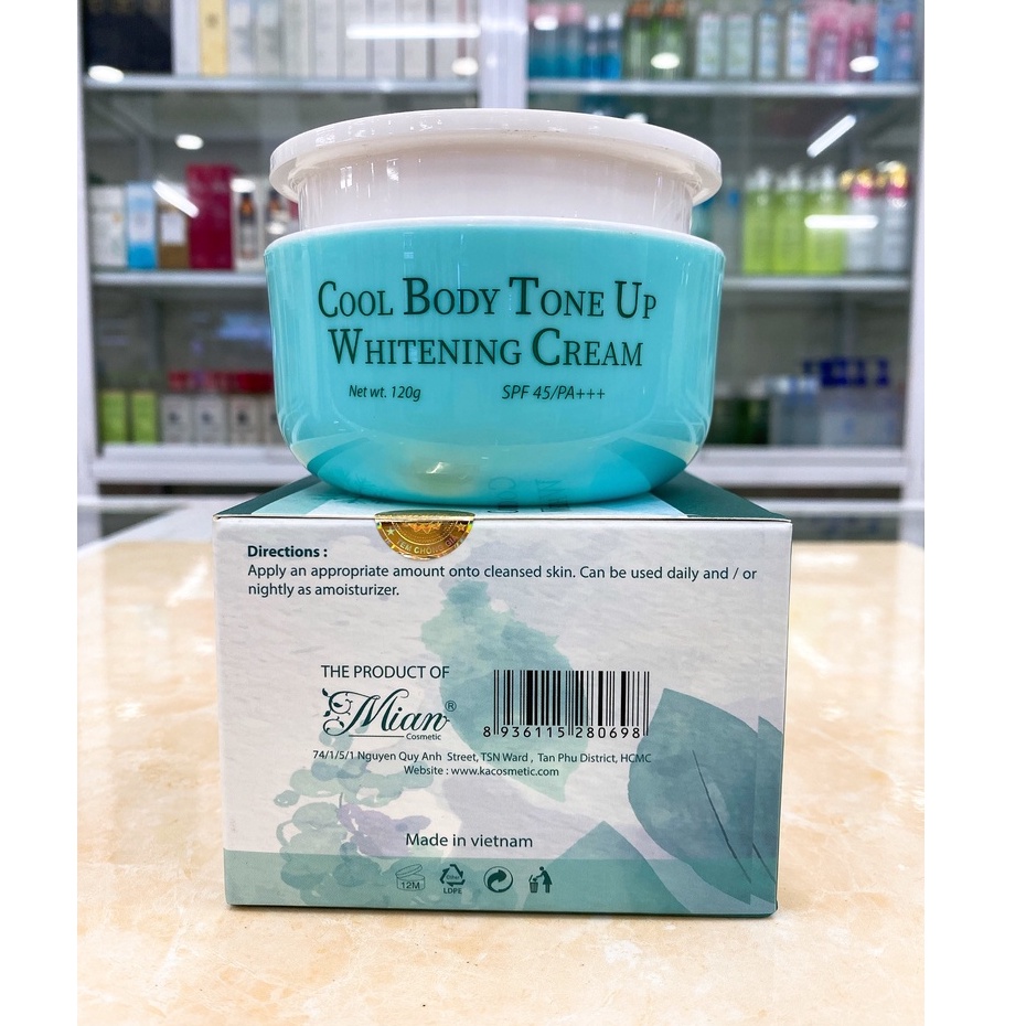 Kem Dưỡng Thể Mát Lạnh Bật Tông Sáng Da Mian Cool Body Tone Up Whitening Cream 120g Chính Hãng Công Ty