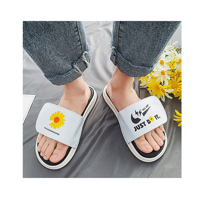 Dép đôi unisex quai ngang dán Hoa Cúc just do it thời trang ulzzang - Dép lê nam nữ cao cấp đi cực êm mềm chân TH-58