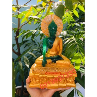Tượng phật thái hào quang xanh 24 cm
