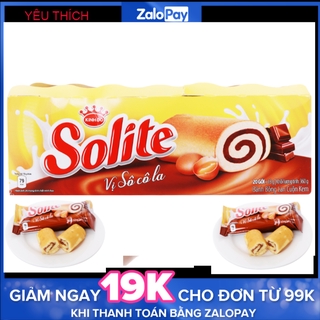 Bánh bông lan cuộn kem vị socola Solite hộp 360g (20 cái)