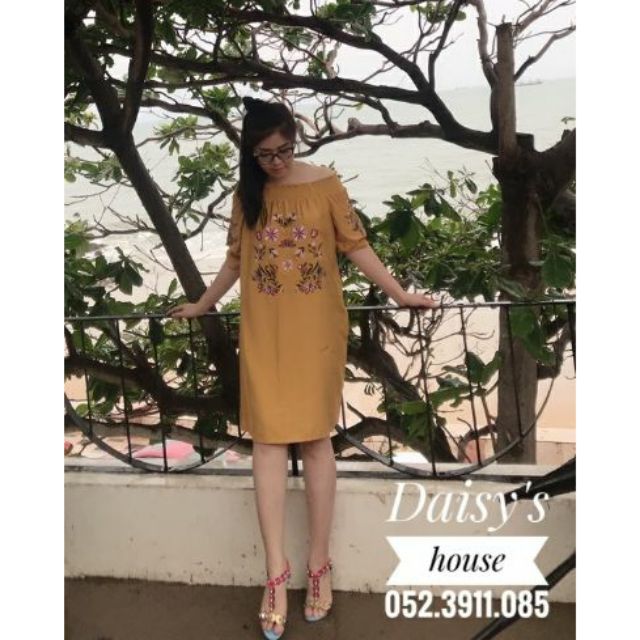 Đầm thêu hoa dáng suông GJP-hàng xuất xịn