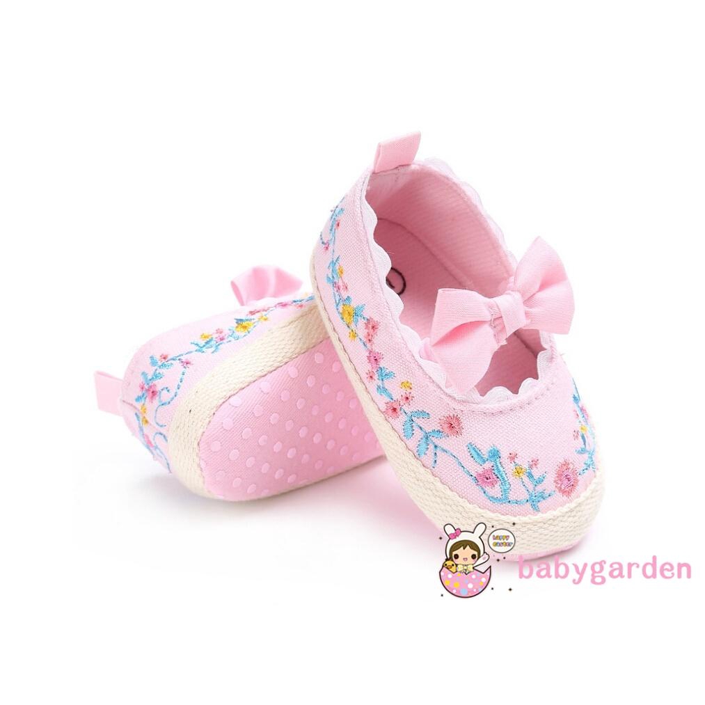 Giày tập đi đế mềm phối nơ thời trang cho bé gái