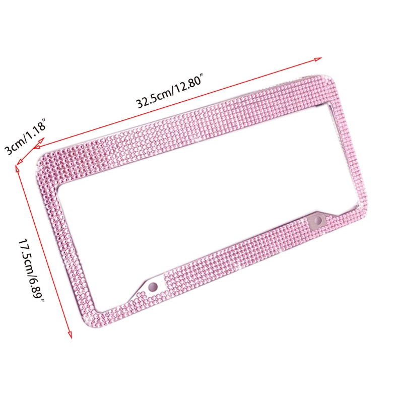 Khung Biển Số Xe 2 Lỗ Đính Đá Màu Hồng Sang Trọng
