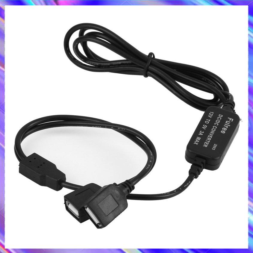 DC 12V to 5V 3A Converter Regulator to 2 Female USB Output for Car