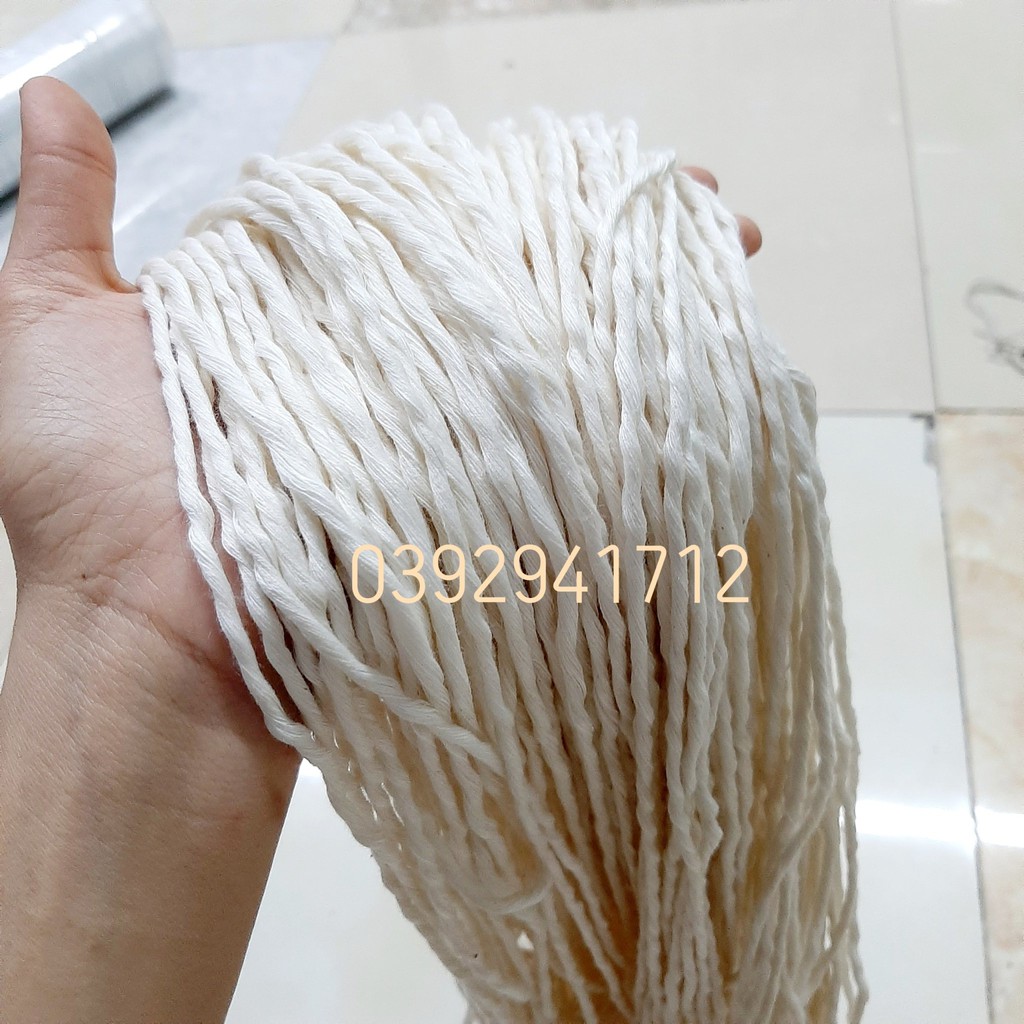 Dây thừng se macrame 1 xoắn , dây cotton- .Màu kem và màu ngà.
