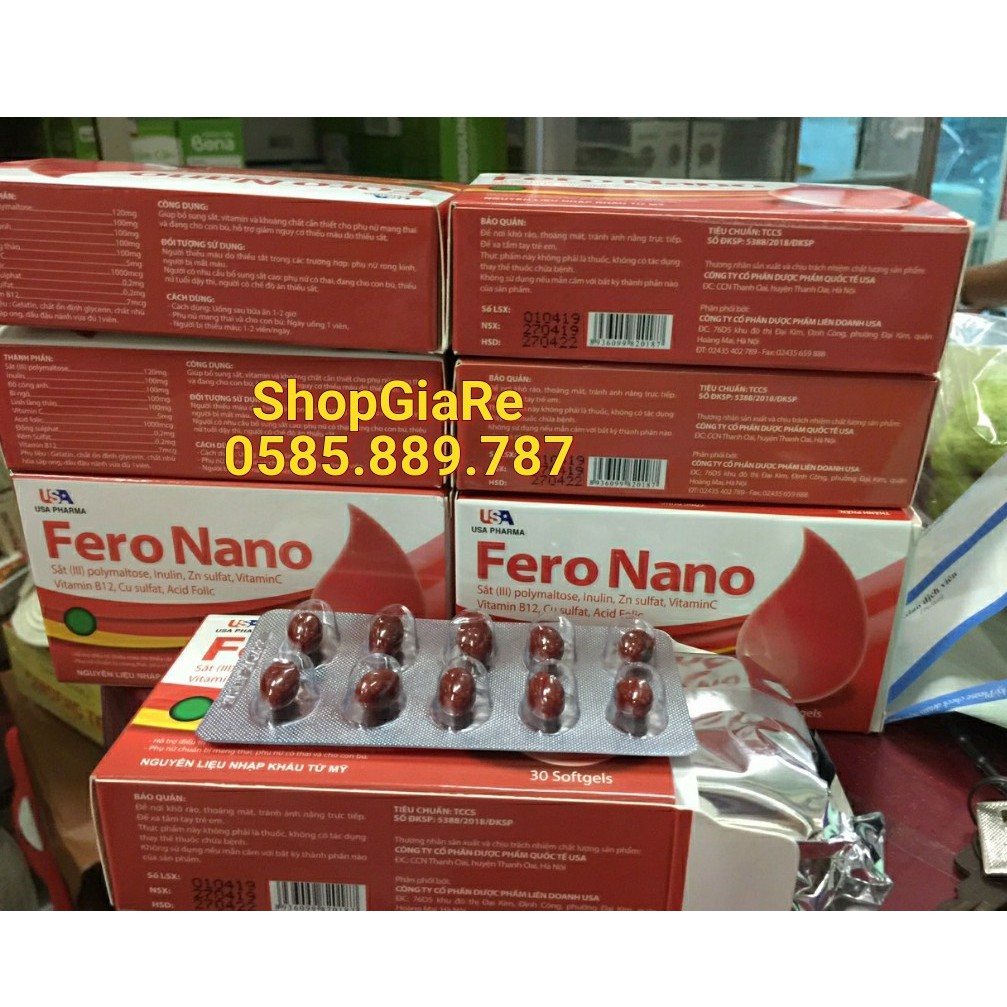 Fero Nano Bổ Sung Sắt, vitamin, hỗ trợ quá trình tạo máu Tăng Cường Lưu Thông Máu Cho Phụ Nữ mang thai
