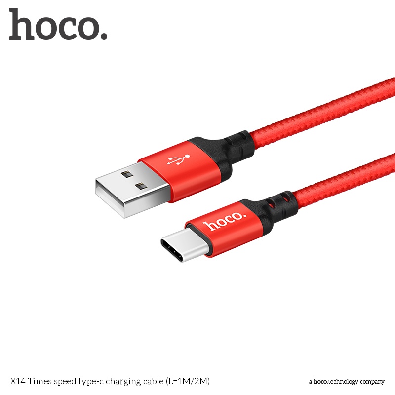 Dây sạc Hoco X14 USB-TypeC dây bọc dù chống đứt gãy dài 1/2 mét dành cho android