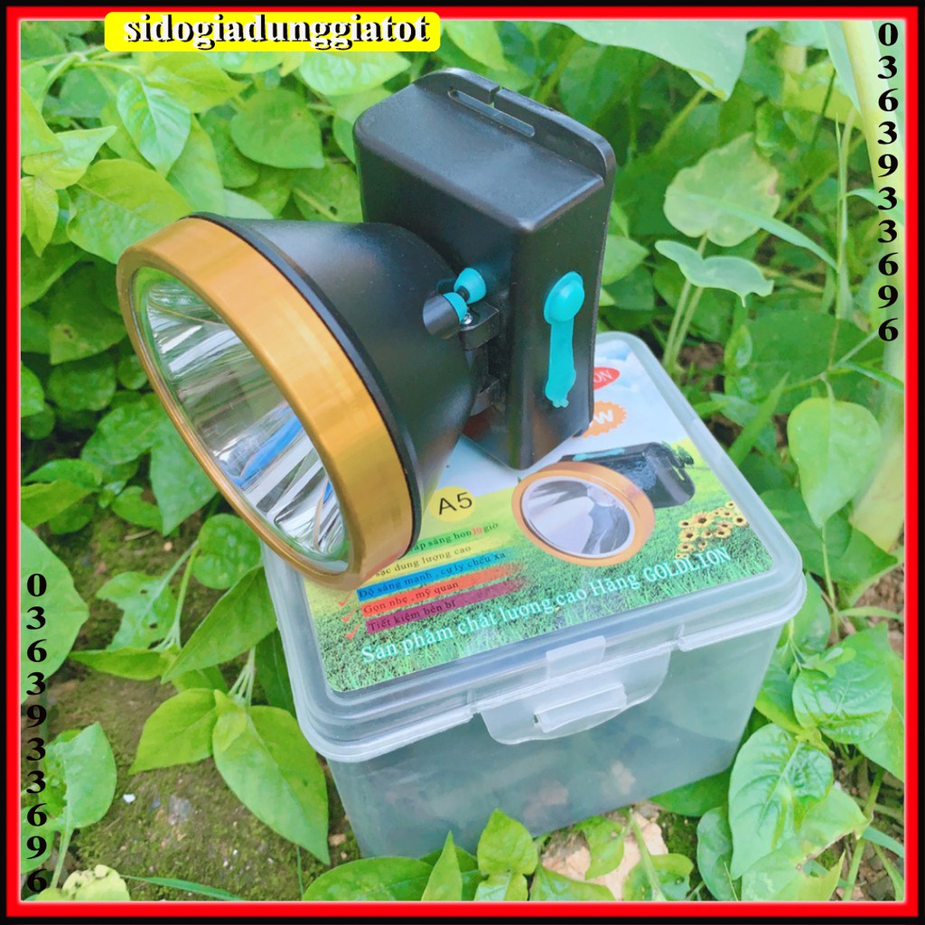 Đèn pin siêu sáng đôi đầu A5_ 50W kèm sạc và dây đeo - SĐGDGT