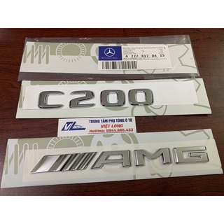 Set chữ c200 amg - tem dán cốp mercedes c200 w204 w205 amg - combo c200 amg