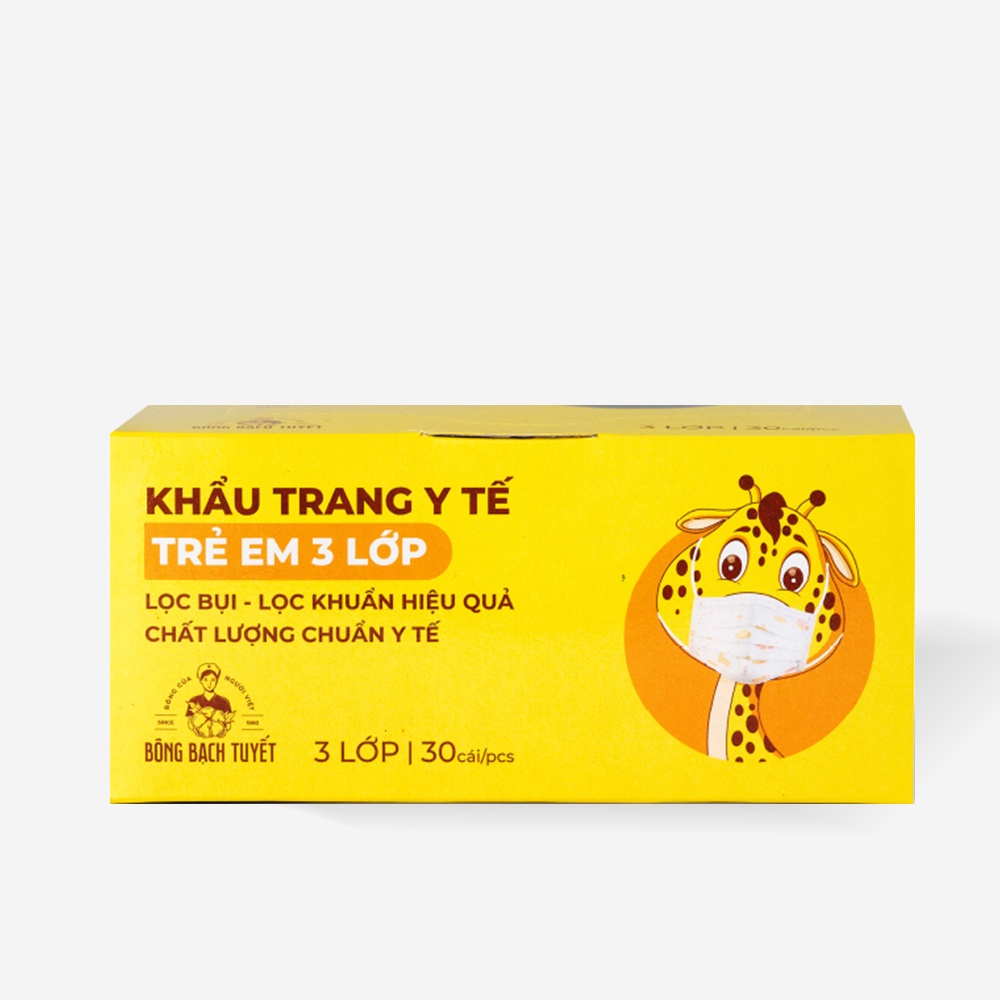 [Mã FMCGMALL giảm 8% tối đa 80K đơn 250K] Khẩu trang Bông Bạch Tuyết Trẻ Em 3 lớp cho bé 6 - 11 tuổi (30 cái/ hộp) | BigBuy360 - bigbuy360.vn