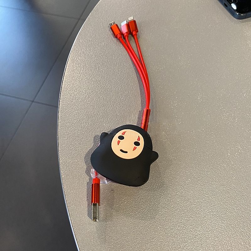 Cáp Sạc Nhanh Ba Trong Một Hình Hoạt Hình Dễ Thương Thu Gọn Được Đa Năng Cho Android Apple