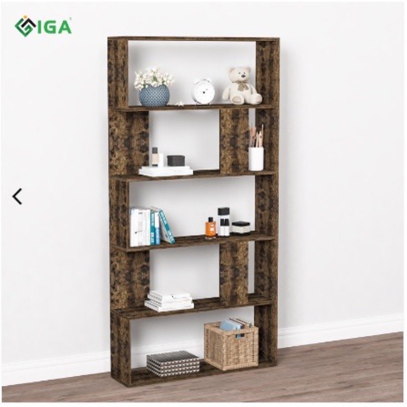 kệ sách gỗ 5 tầng GP105.08 màu gỗ cháy