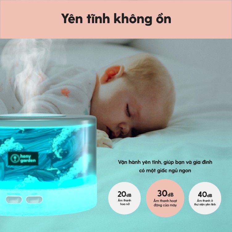 [TẶNG KÈM TINH DẦU] Máy Khuếch Tán Tinh Dầu Heny Garden - Mẫu Blue Ocean (Đại Dương Xanh)