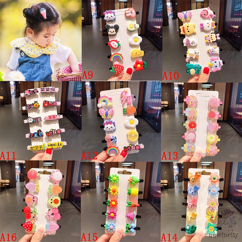 Set Kẹp Tóc Phối Hoạ Tiết Phong Cách Hoạt Hình Dễ Thương Cho Bé Gái