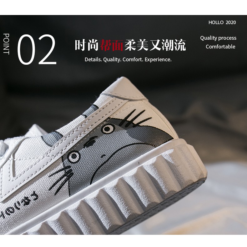 [Order-Sẵn size 38 giày đen]Giày thể thao nữ hình Totoro xinh xắn đáng yêu