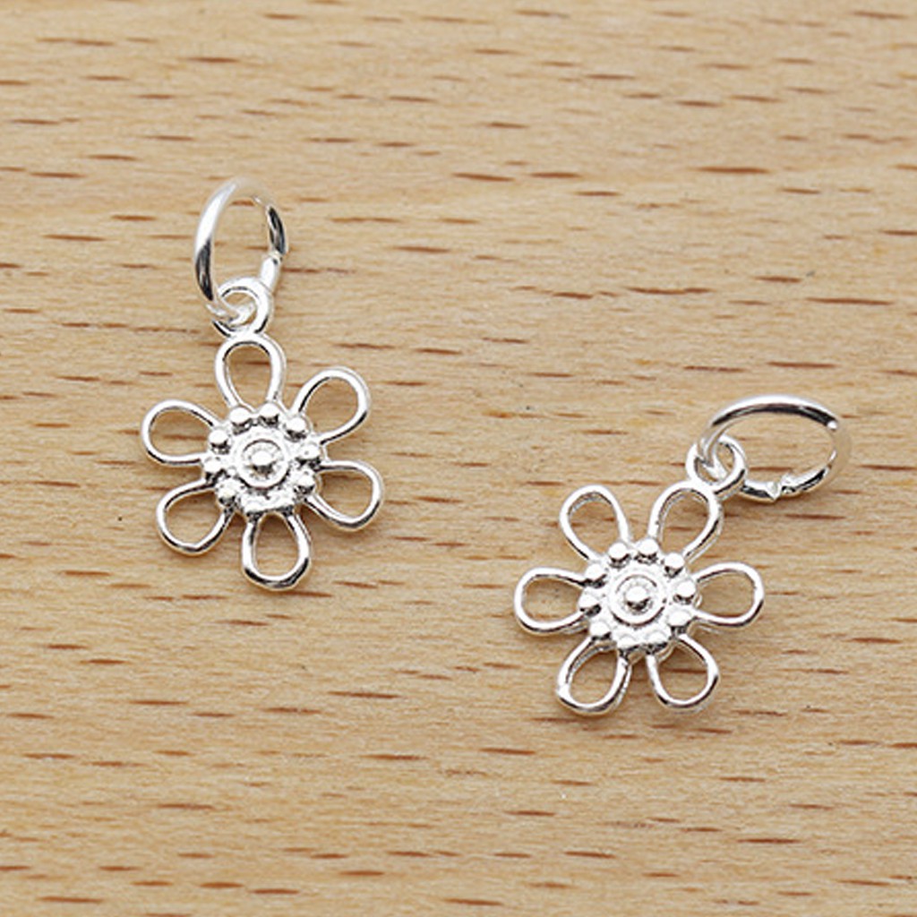 Phụ kiện Charm bạc Mặt hoa nhỏ treo