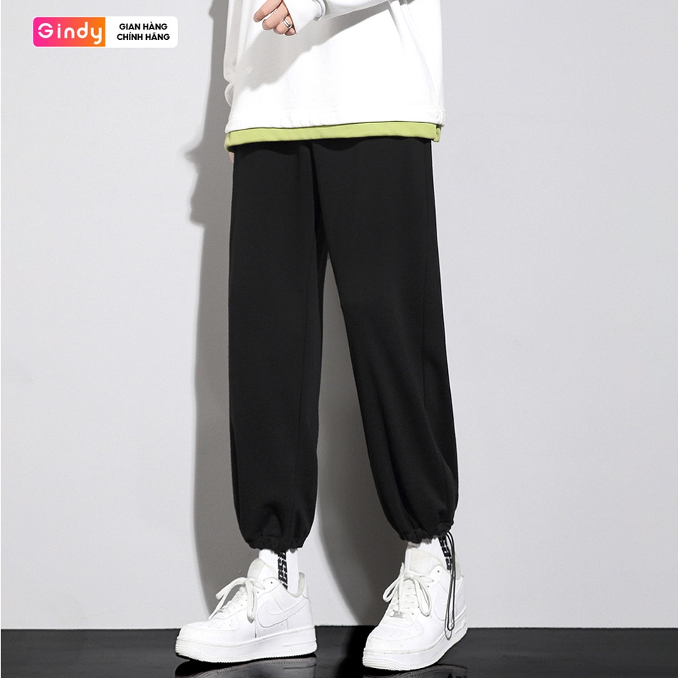 Quần jogger nam nữ GINDY thể thao dây rút chất nỉ da cá phong cách unisex cá tính thời trang thu đông QN004