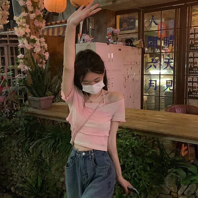 IMAODOU Bộ áo hai dây  dáng ngắn phong cách thời trang Hàn Quốc độc đáo
