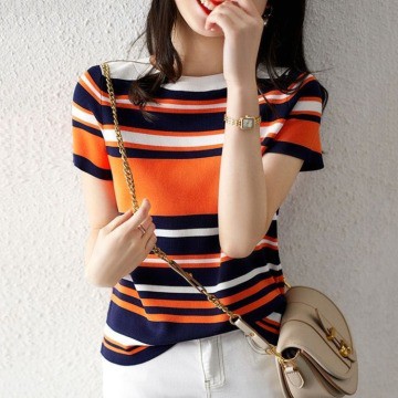 Áo Thun Nữ Ngắn Tay Họa Tiết Sọc Ngang Thời Trang Hè  Short sleeve T-Shirt Women