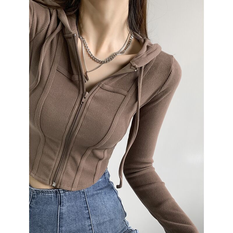 💥Áo Khoác Cardigan Có Mũ Trùm Eo Cao Dáng Ngắn Ôm Sát Phong Cách Âu Mỹ Thời Trang Mùa Hè Dành Cho Bạn Nữ