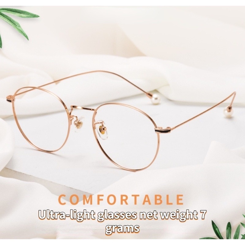 (KIQI-FASHION) COD Kính Chống Bức Xạ Gọng Tròn Bằng Kim Loại Ánh Sáng Xanh Thời Trang Cho Nữ