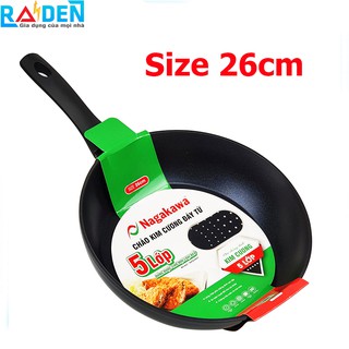 Chảo chống dính kim cương 5 lớp, đáy từ Nagakawa NAG2651 26cm