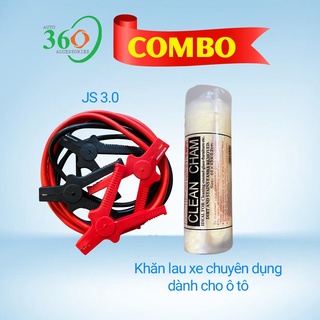 Combo 2 sản phẩm dây câu bình ắc quy Blaupunkt JS3.0 và khăn lau xe ô tô xe máy chuyên dụng