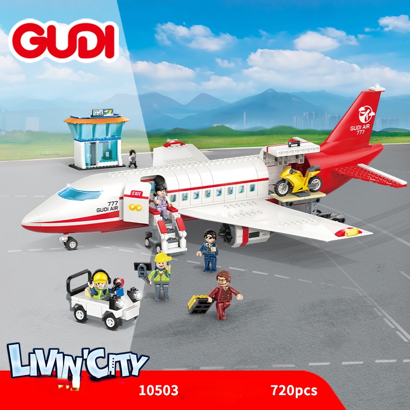Đồ chơi giáo dục Lắp ráp Mô hình xếp hình  Máy Bay Du Lịch GUDI 10502  10503 Transport Plane