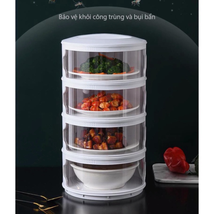 LỒNG bàn tâng giữ Nhiệt Hộp Đựng Thực Phẩm - Lưu Trữ Hộ Gia Đình Chống Bụi 5 Tầng Trong Suốt