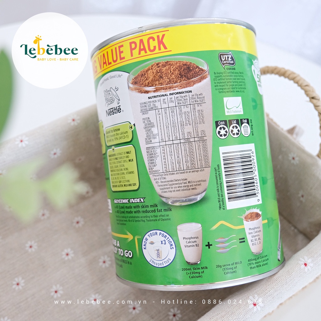 [Hàng chuẩn Air - Date mới nhất] Sữa Milo Úc Nestle ( 1kg)