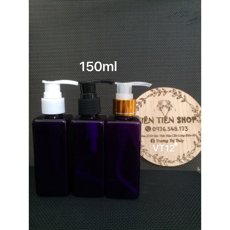 Chai nhựa vuông 150ml xanh tím vòi ấn